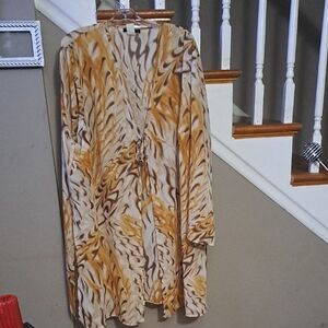 Ashley Stewart Elegant Brown and Cream Cardigan